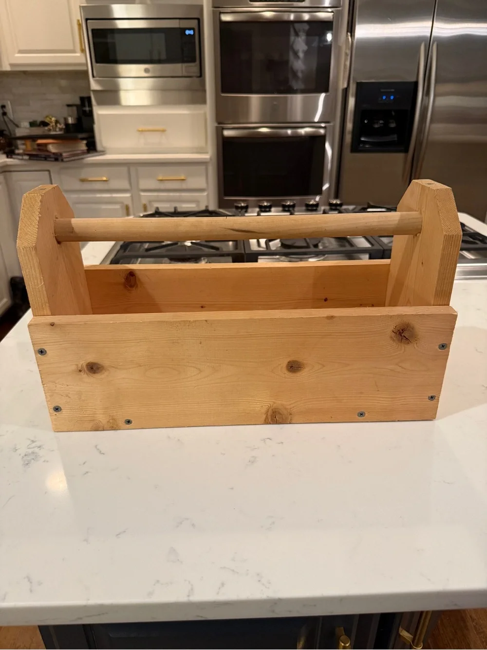 Handmade Solid Pine Wooden Tool Box Caddy Rustic Garden Tote Organizer 17.5x7×10